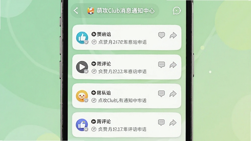 �ȹ�Club��Ϣ֪ͨ���Ľ��棬��������Ϊ�ֻ���Ļ������ʾ����֪ͨ��Ƭ����������Ϊǳ��ɫ���䣬��Ļ�ڿɼ����ޡ����ۡ�˽�ŵȲ�ͬ����֪ͨͼ�꣬������������������Booguģ������