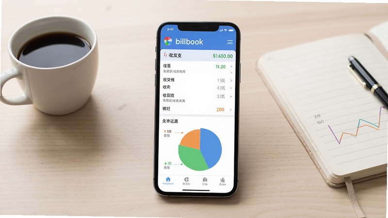 Billbook��������������չʾ������������һ�������ֻ�����Ļ��ʾ��������֧�б��ͱ�״ͳ��ͼ�������������ǳɫ�칫���棬�Ա߷���һ�����Ⱥ�һ���ʼǱ����������Լ�ִ����߷ֱ��ʣ��ʺ���Ϊ��������վͷͼ��