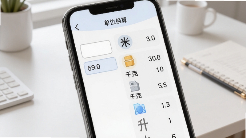 �����൥λ���㹦�ܽ��棬�ֻ���Ļչʾ��λ������壬���Ϊ������ֵ���Ҳ�Ϊ�������б��������ס�ǧ�ˡ����ȵ�λͼ�꣬����Ϊ��ɫ����������������ͣ�����Booguģ������