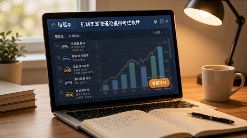 ��������ʻ����ģ�⿼���������Ȿ���ܽ��棬������չʾ�����б���������ϰ��ť������Ϊ�����ͱʼǱ���ѧϰ������ɫ����ů��ǿ��ѧϰ��Χ