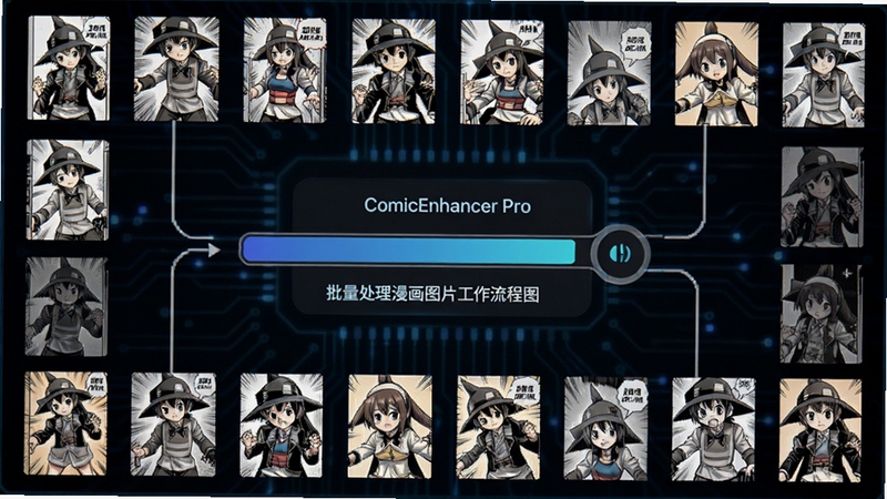 ComicEnhancer Pro ������������ͼƬ��������ͼ������չʾ������������ͼ�������룬�����д���������������Ϊ��ɫ�Ƽ��н��棬ͻ��������Ч�������ص�
