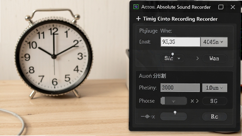 Absolute Sound Recorder ��ʱ¼��������壬����λ�ڻ����Ҳ࣬չʾʱ���趨���Զ��ָ����������Ϊǳɫľ��������ʱ��Ԫ�أ�Ӫ��ʱ�������Χ