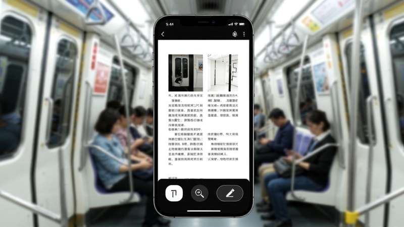 ׷��PDF�ƶ����Ķ��������ʾ�⣬�ֻ���Ļ��ʾPDF�ĵ�ҳ�棬�ײ�������������ҳ�����š���ע��ť������Ϊ���������ھ���������������������Ϊ�ֻ���Ļ���򣬱����ʶ��黯������Booguģ������