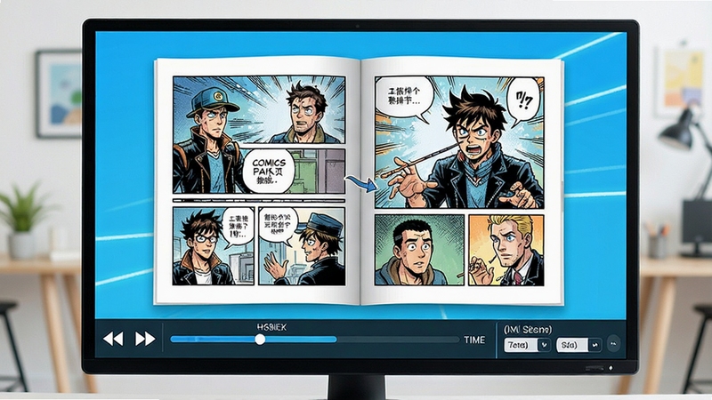 ComicsViewer �Զ���ҳ������ʾ���棬��Ļ��ʾ����˫ҳչ��Ч�����ײ��з�ҳ��������ʱ��������壬����������������ͻ�������������Զ�����ı����