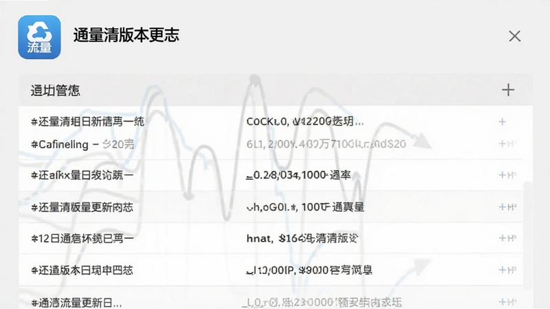 通量清版本更新日志界面截图,展示更新条目列表,背景为浅灰色,带有通量清图标,画面清晰