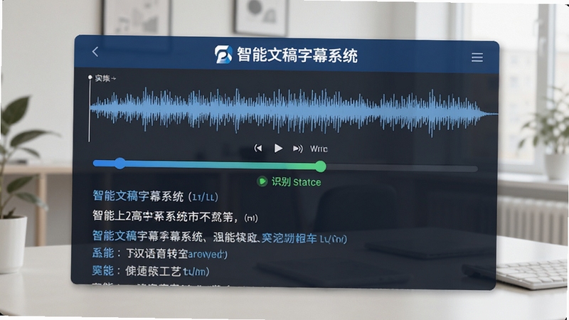 �����ĸ���Ļϵͳ ����ʶ���ܽ��棬��ʾ��Ƶ������ʵʱתд���ֶ��գ����������н�������ʶ��״̬��ʾ������Ϊǳɫ�칫������ͻ�������ĸ���Ļϵͳ��Ʒ�Ʊ�ʶ