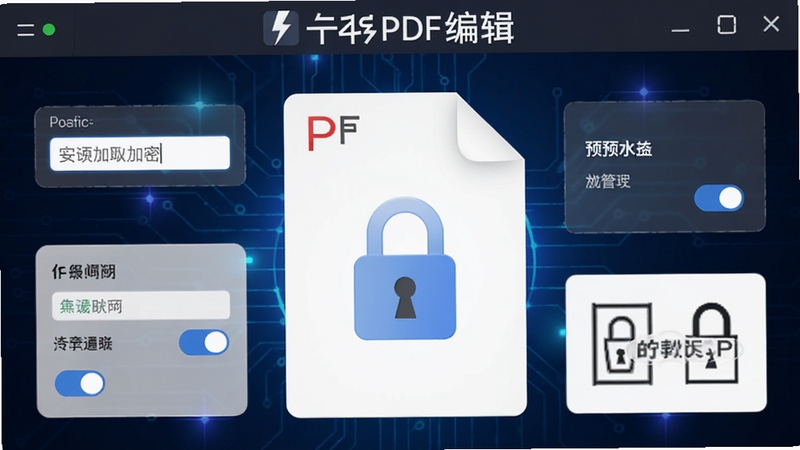 ����չʾһ����������ͼ���PDF�ĵ����ĵ���Χ���������������Ȩ�����ÿ��غ�ˮӡԤ��Ԫ�أ�����PDF�༭�������Ƴ����ڽ��涥��������Ϊ����ɫ�Ƽ��н��䣬ͻ����ȫ������Ȩ�޿��Ƶ����⣬���������רҵ