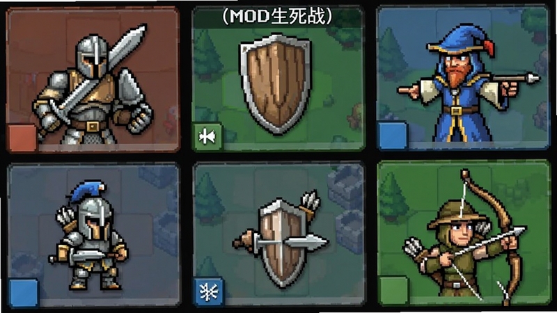 九格生死战(MOD菜单) 兵种克制关系图 剑士盾兵法师弓箭手 图标排列 策略游戏界面