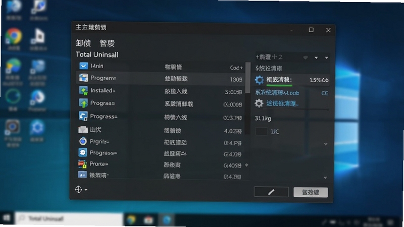 Total Uninstall �����������ͼ����������Ϊ������ɫ�����ж���б����ڣ���������Ϊģ���ĵ������棬������ʾ�Ѱ�װ�����б���ж�ؽ���������������רҵ��ͻ������ж����ϵͳ��������
