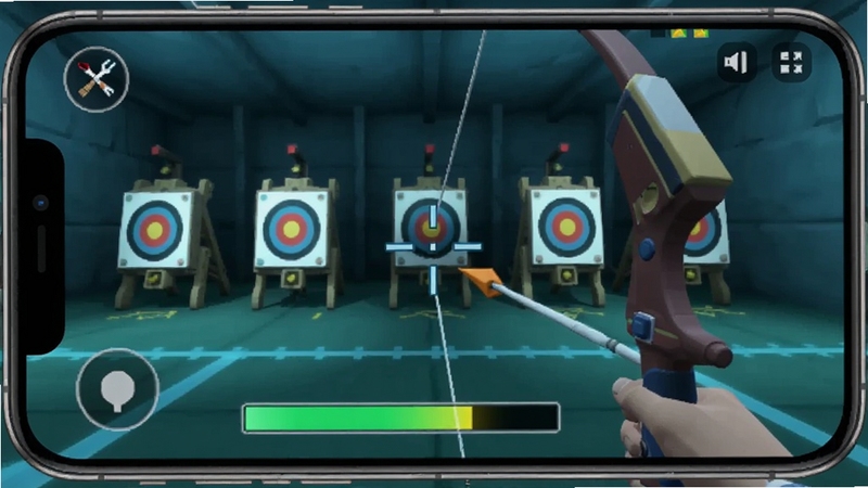 Zad Archery���ֲ��������ͼ������չʾ�ֻ���Ļ�ϵ���������������׼׼�ǣ�����Ϊ��Ϸ�г���ɫ��ƫ��ͻ���Ƽ��У�����Booguģ������