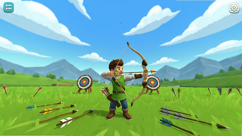 Zad Archery��Ϸ������ȫ��չʾ����������Ϊ������վ�ڰг�����������׼��������Ϊ�����ݵ������������������Ʈ�����ƶ��Զ��ɽ���������ݵ������м��к�ɢ��ļ�ʸ������ɫ���������£�����Booguģ������