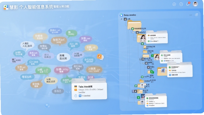 ��Ӱ����������Ϣϵͳ���ܷ��๦�ܽ��棬����չʾ��ǩ���������״ͼ����Ϣ��Ƭ�Զ����벻ͬ�ļ��У�����Ϊ����ɫ�Ƽ��н��䣬ͻ�������������ǩ����ϸ�ڣ�����Booguģ������
