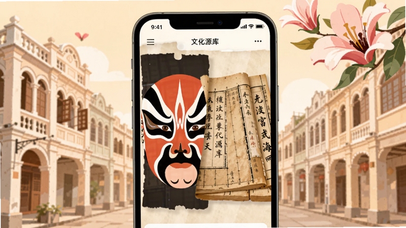 �Ļ��㶫Ӧ�ý���չʾ���������Ļ���Դ�⣬��������Ϊ�ֻ���Ļ�г�������������ż���ҳ���ںϻ��棬����Ϊ������¥��ľ�޻�Ԫ�أ����ůɫ������ƽ�廭���