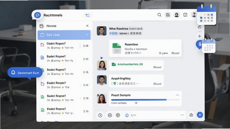 ��Ŀ�����������ͼ���չʾһ����ĿȺ�Ĵ��ڣ�����������б����Ҳ��������������������а����ļ���Ƭ�������������������ɫΪ��ˬ������ɫ������Χ��������֪ͨ���ݺ�����ͼ�꣬������ָ�ЧЭͬ�İ칫��Χ��