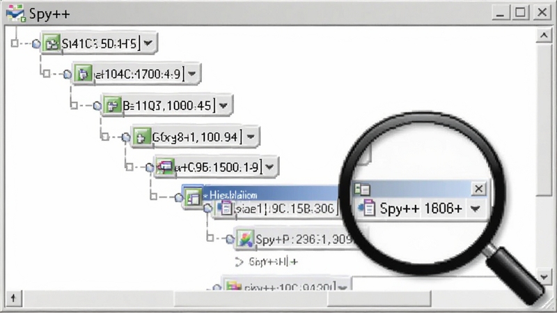 Spy++ ������״��ͼ����չʾͼ����������Ϊһ���ɴ��ڽڵ���ɵ����νṹ��ÿ���ڵ��ϱ�ע�Ŵ�������������ţ��Ҳ��зŴ�ͼ��۽���ĳ���Ӵ����ϣ�����Ϊ�ɾ���ǳ��ɫ����������רҵ�������������� Spy++ ����