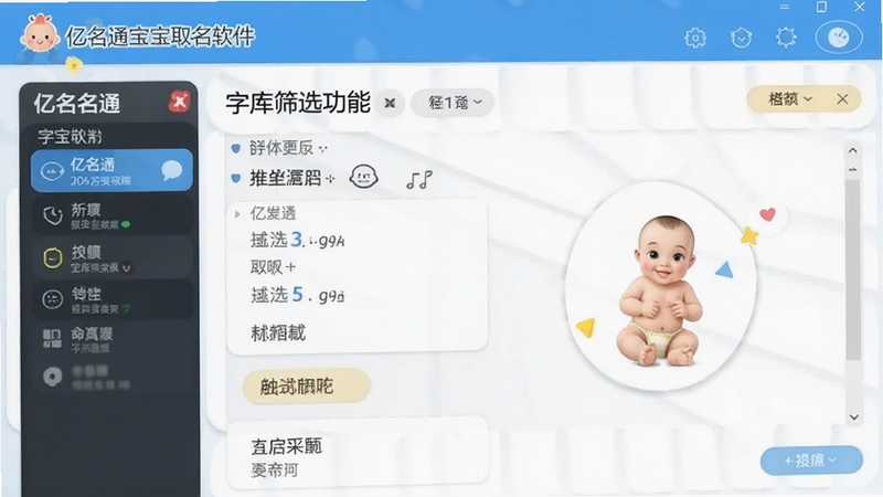 亿名通宝宝取名软件字库筛选功能界面预览图