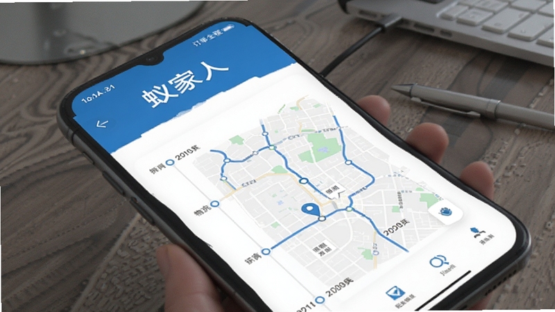 蚁家人 订单全程追踪界面 物流轨迹时间轴 配送地图定位 蓝白配色 手机屏幕展示 简洁商务风格
