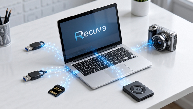 Recuva֧�ֶ��ִ洢�豸����ͼ��������һ̨�ʼǱ�������Χ������U�̡�SD�����ƶ�Ӳ�̺��������������֮���÷����������������������������������ݹ�㣬�����Ǽ��İ�ɫ����̨�������豸���ݵĹ㷺��