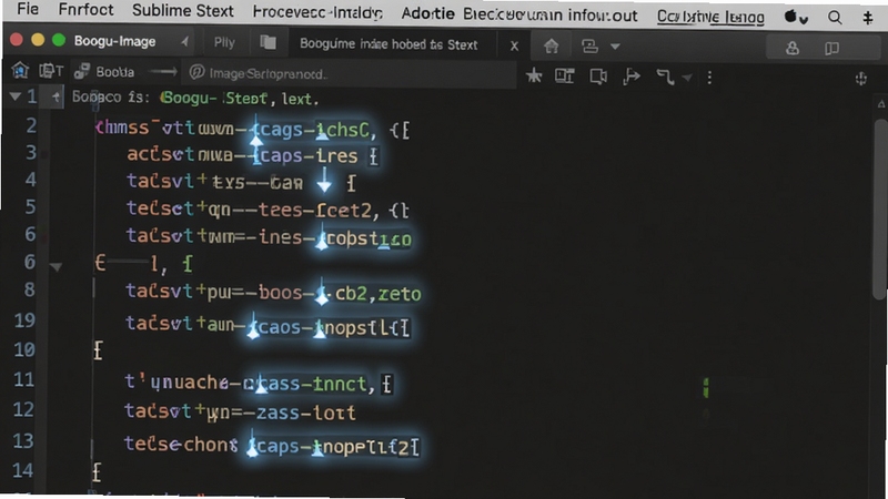 Sublime Text ����༭������ʾͼ�������д���༭��������ʾ�����˸�Ĺ�꣬�ֱ�λ�ڲ�ͬ����ͬ��������������ͬʱ������ͬ���֣������Χ�е���ɫ�������Σ�����Ϊ��ɫ����༭�����棬�����˵��������ɼ���������дʵ�Ƽ��У����� Boogu-Image ģ������