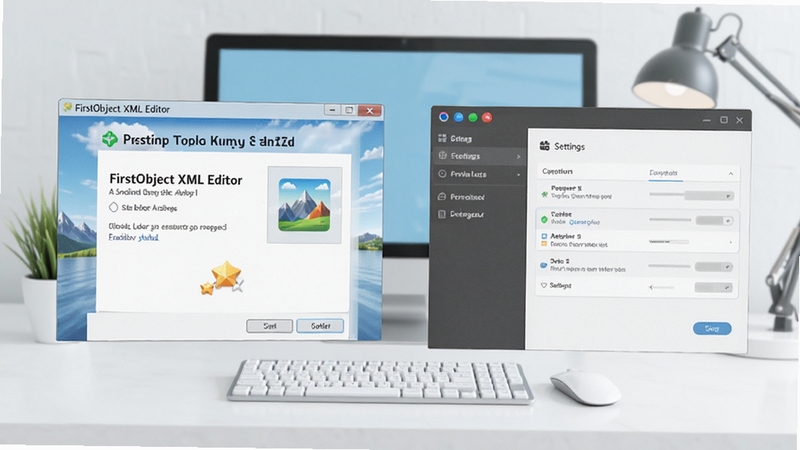 FirstObject XML Editor �ڵ��������ϵİ�װ�����ò���ʾ��ͼ������չʾ��װ�򵼽�����������壬����Ϊ���칫���滷����ɫ���������������� Boogu ģ������