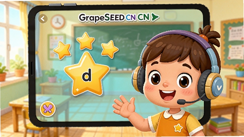 GrapeSEED CN ��ͯӢ�ﻥ���γ̽��棬��ͨ���С���Ѵ������������ʣ���Ļ��ʾ���ǽ���������Ϊ�������ң�����ɫ����ů����