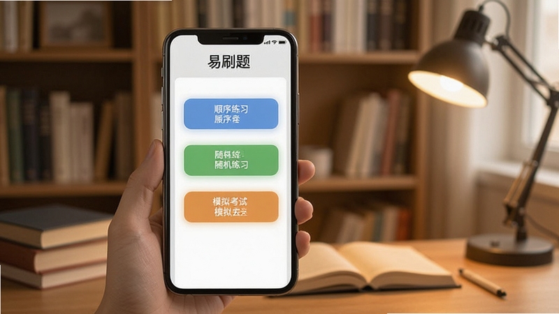 ��ˢ�������ϰģʽѡ����棬�ֻ���Ļ����ʾ˳����ϰ�������ϰ��ģ�⿼�Ե�ѡ�ť������Ϊ��͵��鷿������������ˢ�⹦�ܶ�����