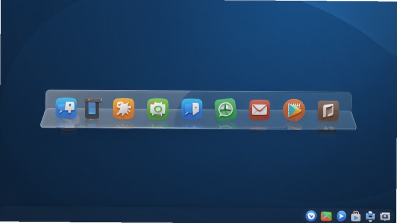 ObjectDock ������������������ȫò����������Ϊһ����͸�������ʸе�ͣ�������������ж����ɫӦ��ͼ�꣬����Ϊ��������ɫ�������棬���½���ϵͳ����ͼ�꣬��������ˬ�ִ������� Boogu ģ������
