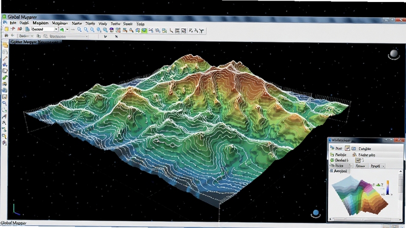 չʾ Global Mapper ��ά���η������棬��������Ϊ�����ɽ��ģ�ͣ���������˲�ɫ�̴߳��Ͱ�ɫ�ȸ��ߣ����½��з���������壬����Ϊ��ɫ�ǿգ�ͻ���Ƽ�����רҵ�С�