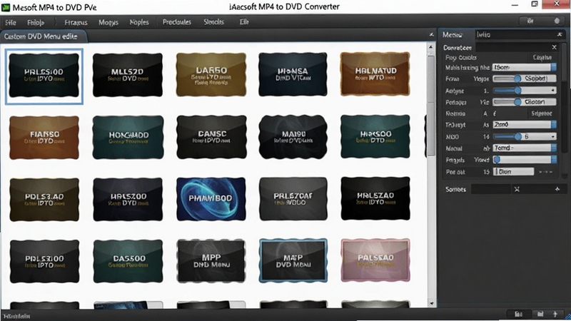 iMacsoft MP4 to DVD Converter �Զ���DVD�˵��༭���棬����չʾ���������ڶ���˵�ģ������ͼ���Ҳ�Ϊ�˵����Ե�����壬����Ϊ���ɫ���������������רҵ��¼�����Ĳ�����Χ