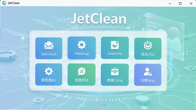 JetClean����������ȫ��չʾ����������JetClean�����ɼ�����������Ϊ���ܰ�ť���򣬱���Ϊǳɫ����Ƽ����չ��ϵͳ�������Ż����⣬����ɫ����ˬ���