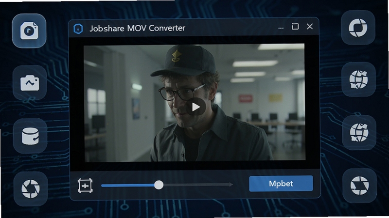 ������չʾ Joboshare MOV Converter ����ƵԤ�����ڣ���������ʾһ�� MOV ��Ƶ���棬�·��вü�������ϲ���ť��������Χ�м���ͼ��װ�Σ�����Ϊ����ɫ�Ƽ�������ͻ�����ܷḻ�������ݣ����� Boogu ģ�����ɡ�