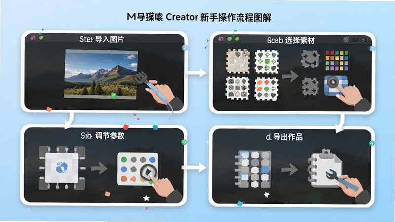 Mosaic Creator���ֲ�������ͼ�⣬�����Բ��迨Ƭ��ʽչʾ����ͼƬ��ѡ���زġ����ڲ�����������Ʒ�ĸ����ڣ�����Ϊǳ��ɫ���䣬�����ˬ�׶�������Booguģ������