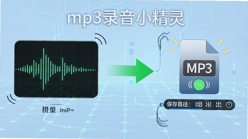 mp3¼��С����һ��¼��MP3����չʾͼ�������������������ʾ�⣬�Ҳ���MP3�ļ�ͼ���뱣��·�����м�����ɫ��ͷ���ӣ�����Ϊ����ɫ�Ƽ�������ͻ����¼����MP3ֱ���ĸ�Ч����