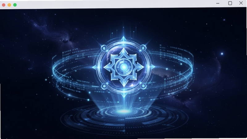霓辉灵枢应用主界面全貌展示,画面中央悬浮着一枚发光的灵枢核心图标,四周环绕淡蓝色数据光流,背景为深空渐变色调,整体风格科技感十足,画面比例为16:9,适合作为软件下载站头图使用
