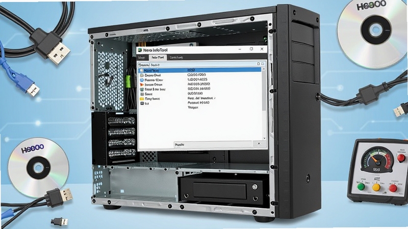 ��������չʾһ̨�򿪵�̨ʽ���Ի��䣬������λ�����ɼ�����Ļ��ʾ Nero InfoTool �������棬�������г������ͺ���̼���Ϣ������Ϊǳ��ɫ�Ƽ��н��䣬���ܻ��������ߡ����������Ǳ�Ԫ�أ���������רҵ��ͻ��Ӳ���������