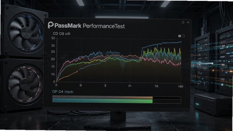 PassMark PerformanceTest ���� CPU �� GPU ����ʱ�Ķ�̬ͼ�����棬��Ļ������ʾʵʱ���������������������Ϊ��ɫʵ���ҷ��Ӳ��ɢ�ȷ�������������Ӱ��׺���Ƽ���ʮ��