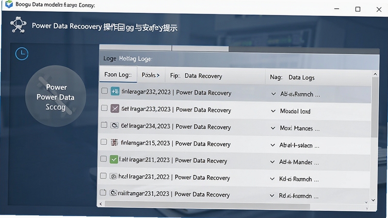 Power Data Recovery ������־�밲ȫ��ʾ���棬չʾֻ��ģʽ��ʶ����־�б����������������Booguģ������