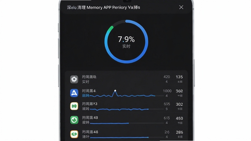 ��������ڴ�APP��ʵʱ���ҳ�棬�����л����ڴ�ռ��ͼ���·��г����Ӧ�õ�ʵʱ�ڴ���������������Ϊ��ɫ���������ɫ�������������רҵ���