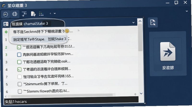 TeamSpeak 3软件界面中文本聊天窗口与文件传输按钮的局部截图,画面展示频道内文字消息列表和文件发送图标,背景为深蓝色调的操作面板,突出多功能通讯辅助特性
