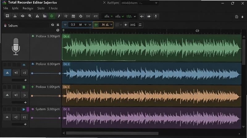 Total Recorder Editor ����Դ¼�ƹ��ܽ��棬����չʾ��������ͬʱ������˷��ϵͳ�������������ж������첨��ʵʱ����������Ϊ��ɫרҵ��Ƶ����̨���ͻ����ͨ��¼������