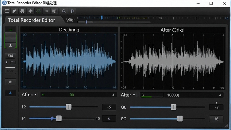 Total Recorder Editor ���봦�����ܽ��棬չʾ����ǰ��Ĳ��ζԱȣ��������в������ڻ��飬����Ϊרҵ��Ƶ�����������ͻ�������Ż�Ч��