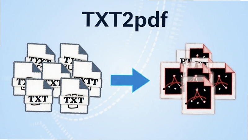 TXT2pdf����ת������չʾͼ����������Ϊ���TXT�ļ�ͼ����������࣬�Ҳ�ΪPDF�ĵ�ͼ�꣬�м���ת����ͷ���ӣ�����Ϊ����ɫ���䣬���ָ�Чת������