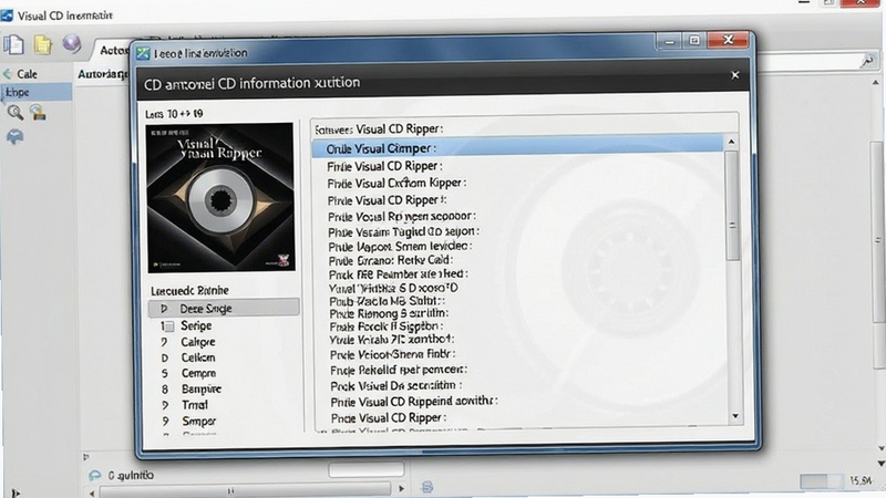 Visual CD Ripper 自动识别CD信息功能特写,画面展示软件窗口内专辑封面与曲目列表自动填充完成的状态,背景为浅灰色工作区,突出智能匹配的便捷性