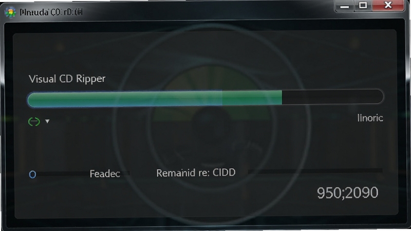 Visual CD Ripper 抓取进度与状态提示界面,画面展示软件正在读取音轨的进度条与剩余时间显示,背景为深色半透明风格,突出实时反馈效果