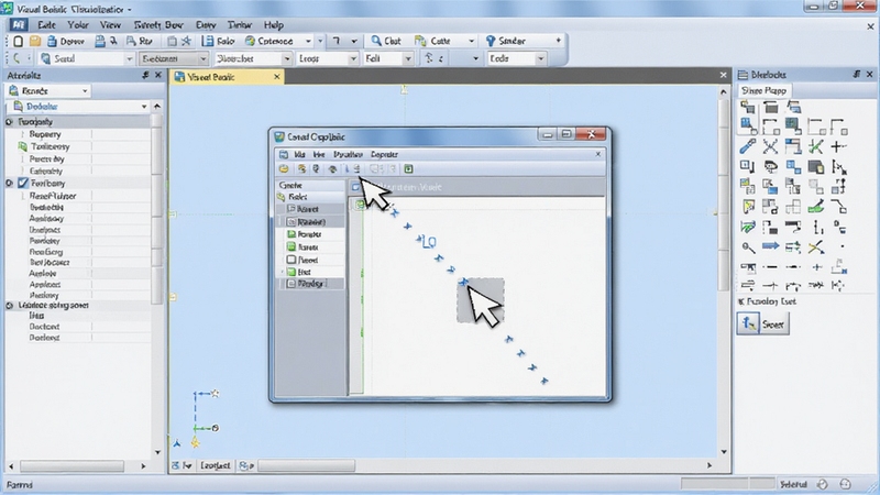 Visual Basic ���ӻ�������������棬����������������Ƶ�Ӧ�ó����壬��Χ�����������������Ϳؼ������䣬��Ļ��ʾ��������ק����ʾ�⣬����Ϊ��͵�ǳ��ɫ�������ֱ�̿����ĿƼ���