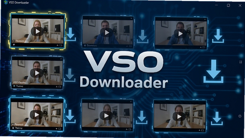VSO Downloader�����Զ���̽������ʾ���棬��Ļ�϶����Ƶ����ͼ��������ѡ���Ա������ؼ�ͷͼ�꣬����Ϊ����ɫ����Ƽ���񣬻���������VSO Downloader������ϸ�ڷḻ���ʺ�AI����