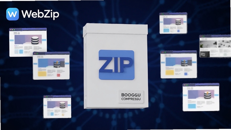 һ��3D��Ⱦ��ZIPѹ������������Ļ���룬��Χ�����Ŷ����ҳ����ͼͼ�꣬����������ɫ����Ƽ���������������λ�������룬���Ͻ���WebZip����Logo��ʶ���������ִ���࣬����Booguģ������