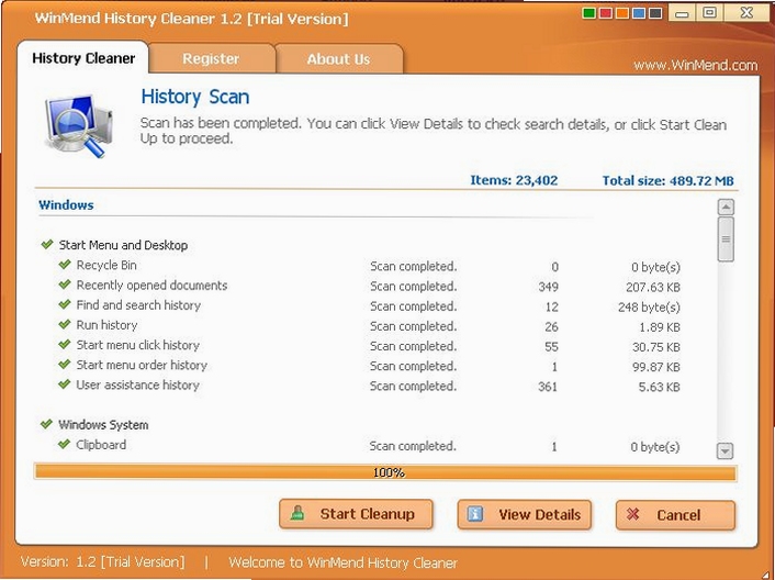 WinMend History Cleaner 系统资源占用截图