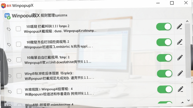 WinpopupX����������棬չʾ�б�ʽ������Ŀ��ÿ���������п��ذ�ť�ͱ༭ͼ�꣬����Ϊǳ��ɫ�칫��������������չʾ�Զ������ع������ã�ͻ��WinpopupX��������