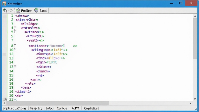 XMLwriter��Windowsϵͳ�ϵ����н��棬���ڱ�������ʾ�������ƣ��༭��չʾ��ɫ������XML���룬�ײ�״̬����ʾ�����ʽ����λ�ã����廭���������࣬�ʺ���Ϊ��������չʾͼ